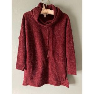 Tribal red long sleeve cowl neck sweater size small cotton blend